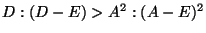 $D:(D-E)>A^2:(A-E)^2$